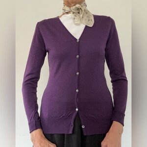 🇬🇧 Smedley ‘Deep Aubergine’  Women's Cardigan Sweater; wool, M